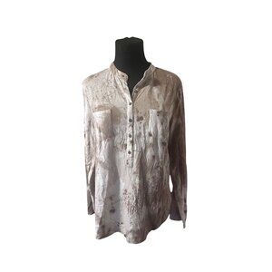 Relativity brown tiedye long sleeve henley top size L